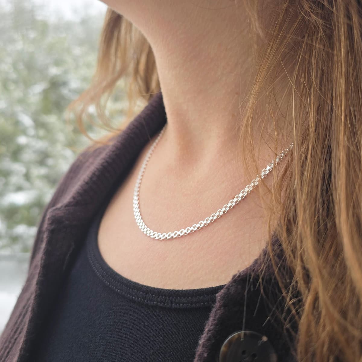 Secondary listing image for 3mm Bismark Chain Necklace | .925 Sterling Silver (16", 18", 20", + 22" lengths)