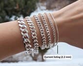Product image thumbnail 8 for 2.2mm Curb Chain Bracelet | .925 Sterling Silver (6.5" + 7" lengths)