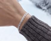 Product image thumbnail 7 for Sterling Silver Rombo Chain Bracelet: Italian Double Curb, 5.5mm