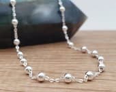 Product image thumbnail 1 for Sterling Silver Ball Chain Necklace: Dainty Satellite Rosary Chain