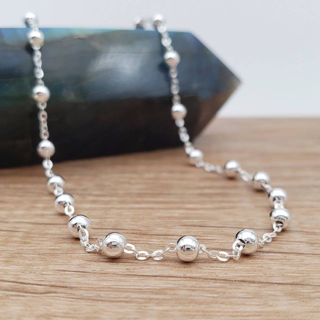 Main listing image for Sterling Silver Ball Chain Necklace: Dainty Satellite Rosary Chain