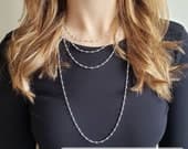 Product image thumbnail 9 for Sterling Silver Ball Chain Necklace: Dainty Satellite Rosary Chain