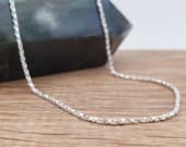 Product image thumbnail 1 for Sparkly Twisted Box Chain Necklace: .925 Sterling Silver, Italian Made