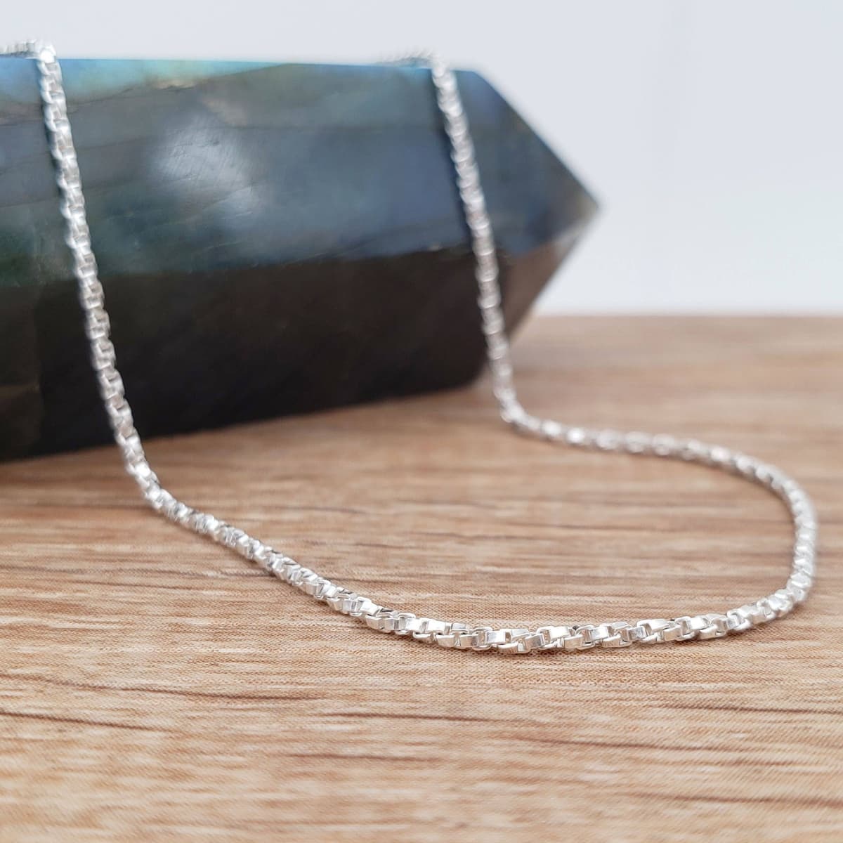Main listing image for Sparkly Twisted Box Chain Necklace: .925 Sterling Silver, Italian Made