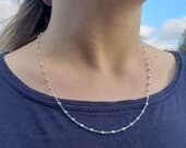 Product image thumbnail 5 for Sterling Silver Ball Chain Necklace: Dainty Satellite Rosary Chain