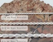 Product image thumbnail 4 for Rope Bracelet | .925 Sterling Silver (2.6 mm) 6.5", 7", 7.5", 7.75" and 8" lengths