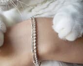 Product image thumbnail 6 for Beaded Oval Ball Bracelet | .925 Sterling Silver (6.5", 7" + 7.5" lengths)