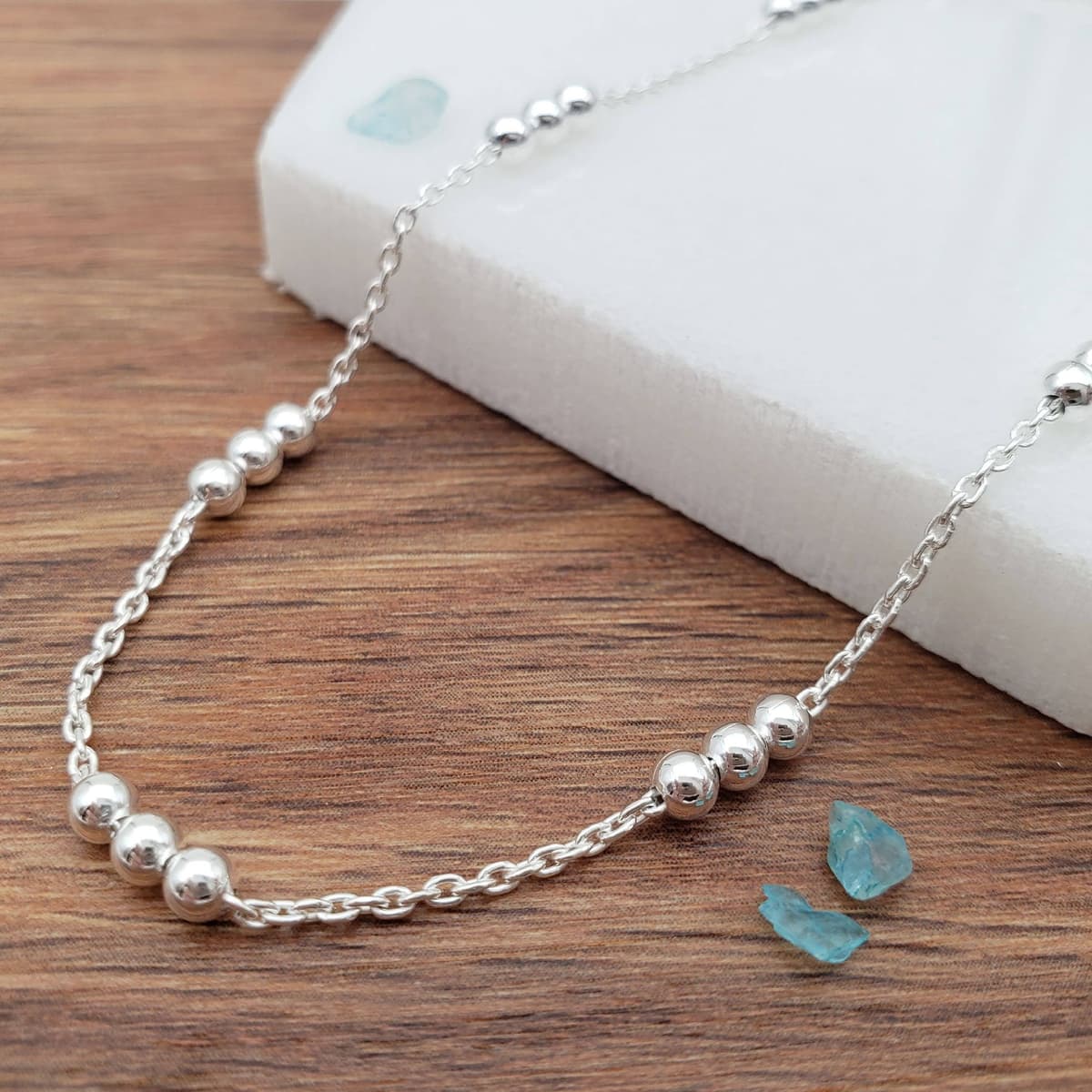 Main listing image for Three Ball Anklet | .925 Sterling Silver (9.25" + 1" extension (adjustable) length)