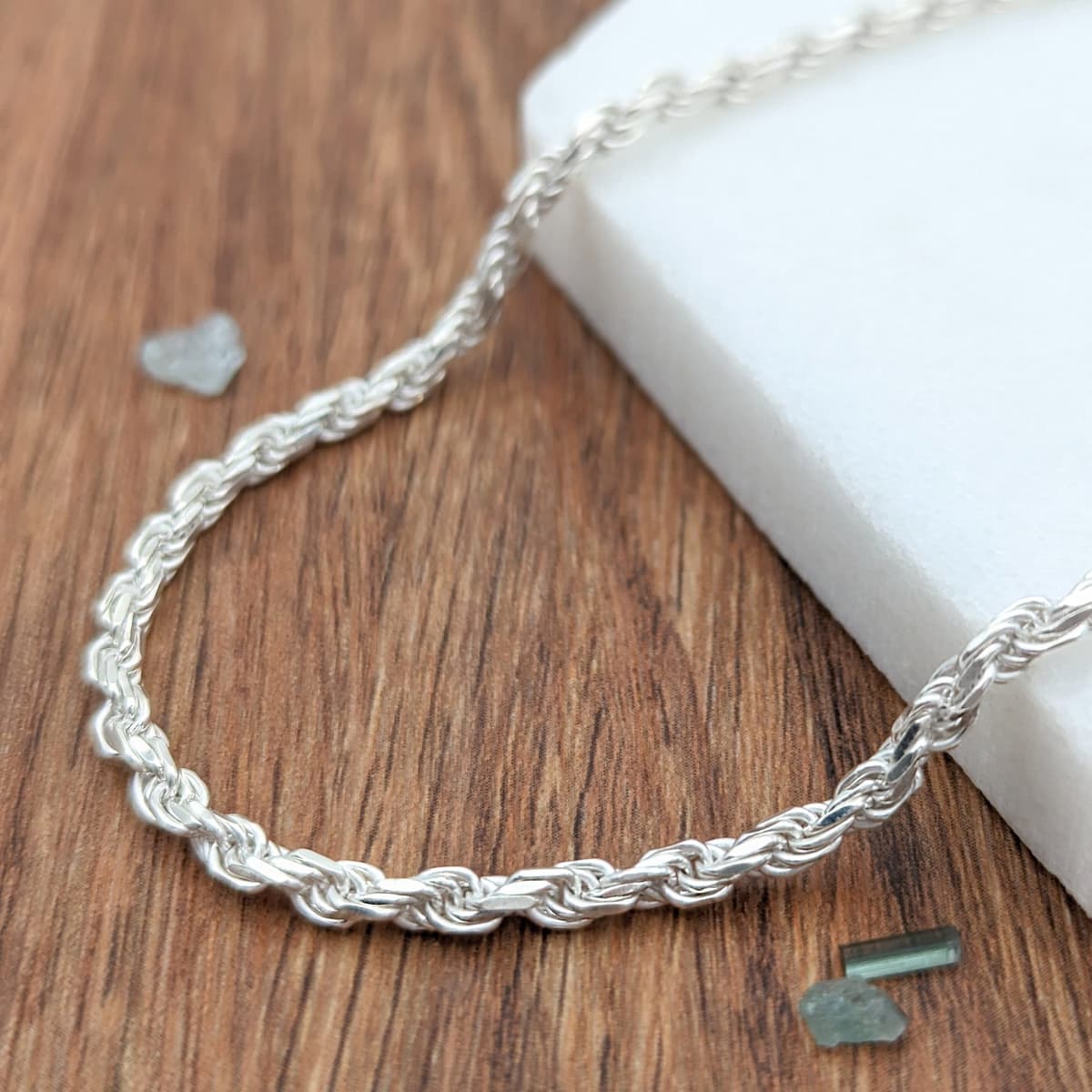 Main listing image for 2.6mm Rope Anklet | .925 Sterling Silver (9.5" + 1" extension (adjustable) length)