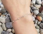 Product image thumbnail 1 for Sterling Silver Snake Chain Bracelet: Diamond Cut Ball Bracelet