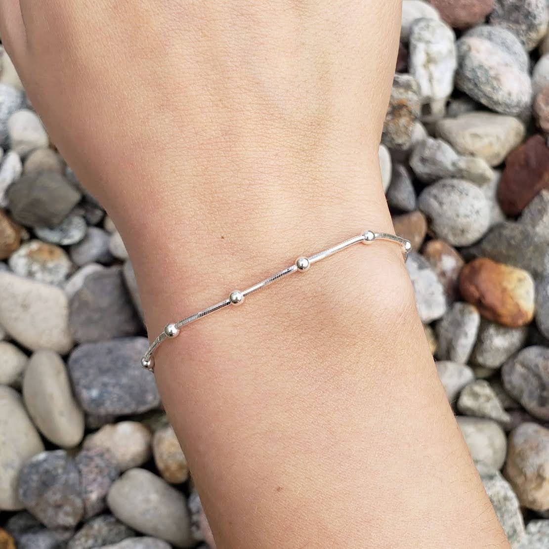Main listing image for Sterling Silver Snake Chain Bracelet: Diamond Cut Ball Bracelet