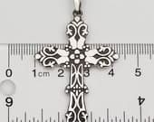 Product image thumbnail 3 for Cross Pendant | Oxidised and Polished .950 Sterling Silver (Pendant Only - No Chain Included)