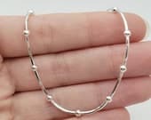 Product image thumbnail 4 for Fine Snake Ball Anklet | .925 Sterling Silver ( 9.5" + 1" extension (adjustable) length) Diamond Cut