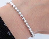 Product image thumbnail 6 for Beaded 4mm Diamond Cut Ball Bracelet | .925 Sterling Silver (7", 7.5" + 8" lengths)