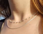 Product image thumbnail 2 for Sterling Silver Ball Chain Necklace: Dainty Satellite Rosary Chain
