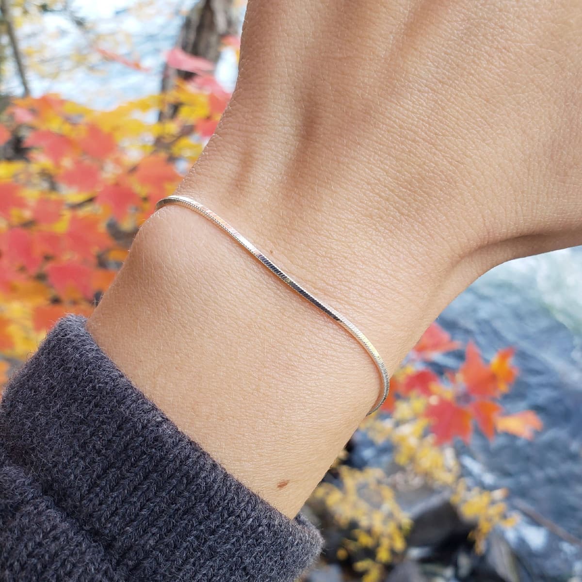 Secondary listing image for Square Snake Chain Bracelet | .925 Sterling Silver (6", 6.5", 7", 7.5", 8", + 8.5" lengths)