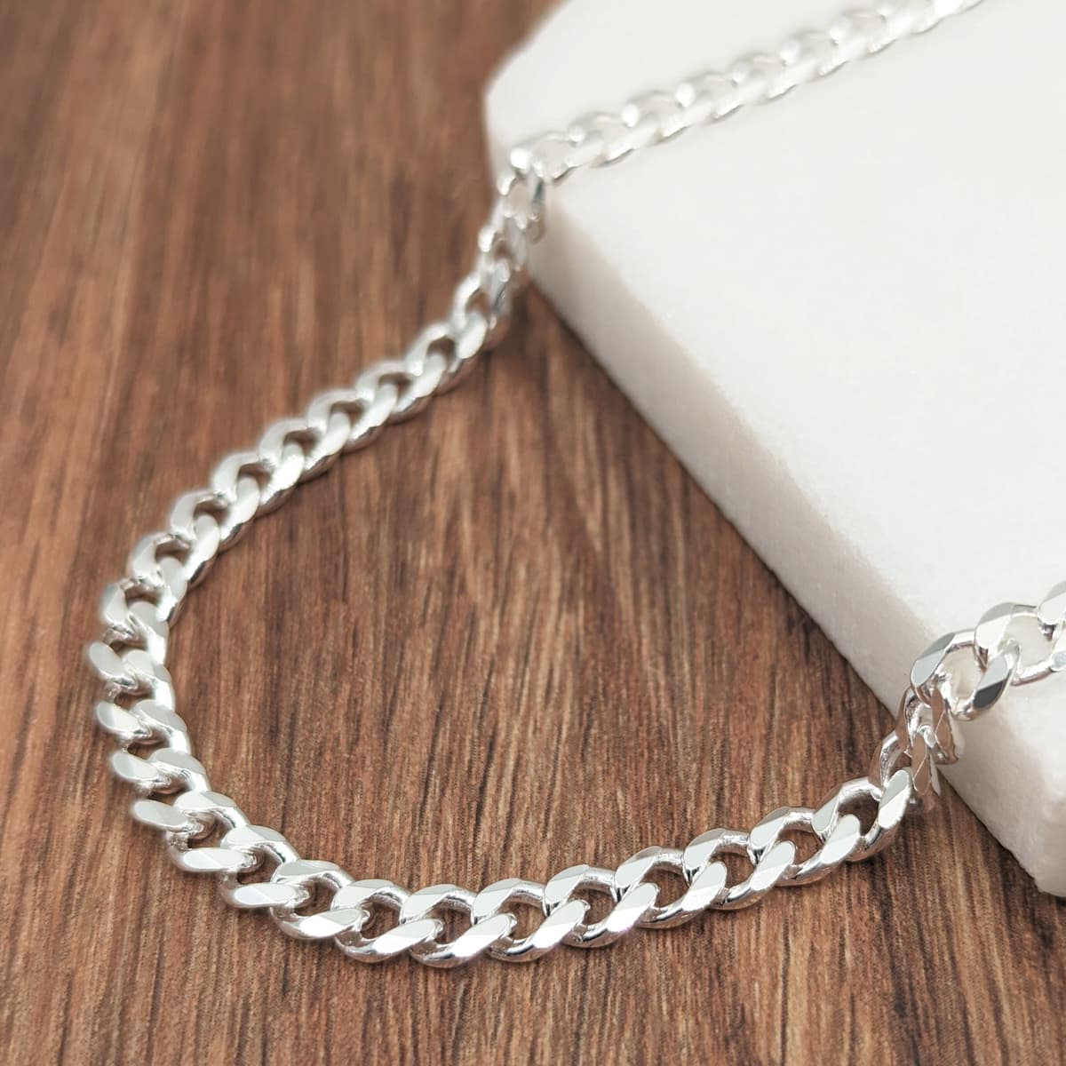 Secondary listing image for 4.4mm Curb Anklet | .925 Sterling Silver (9.5"+ 1" extension (adjustable) length)