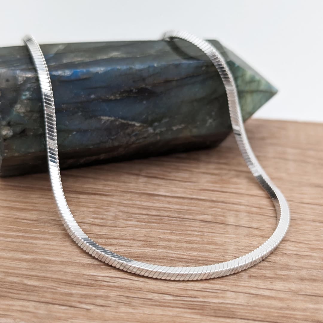 Product gallery image 1 for 2mm Square Snake Chain Necklace | .925 Sterling Silver (18", 20" lengths)