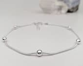 Product image thumbnail 3 for Snake Ball Anklet | .925 Sterling Silver (9" + 1" extension (adjustable) length)