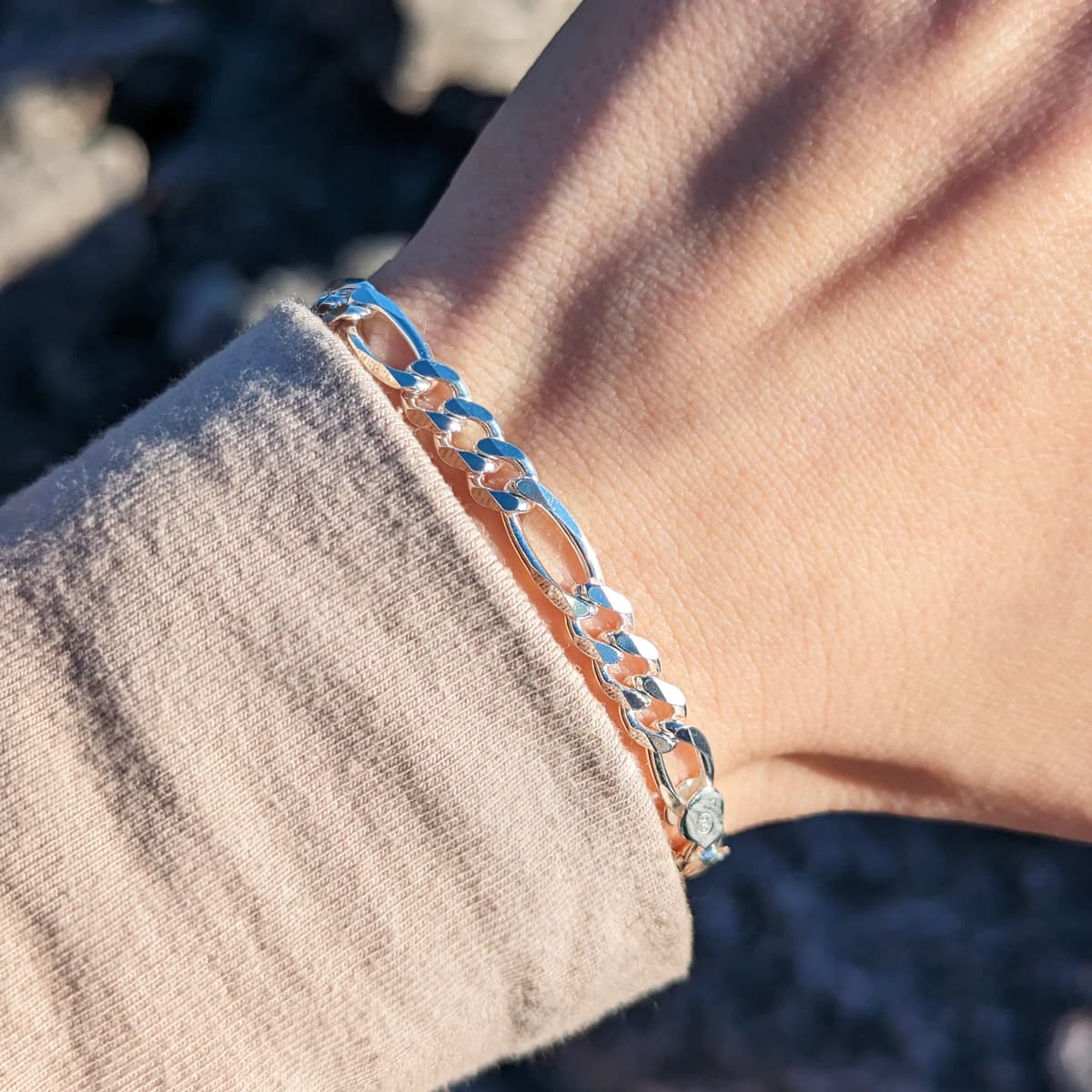 Secondary listing image for 5.8mm Figaro Chain Bracelet | .925 Sterling Silver (6.5", 7", 7.5", 8" + 8.5" lengths)