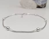 Product image thumbnail 4 for Snake Ball Anklet | .925 Sterling Silver (9" + 1" extension (adjustable) length)