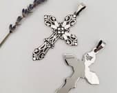 Product image thumbnail 2 for Cross Pendant | Oxidised and Polished .950 Sterling Silver (Pendant Only - No Chain Included)
