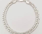 Product image thumbnail 3 for Sterling Silver Rombo Chain Bracelet: Italian Double Curb, 5.5mm