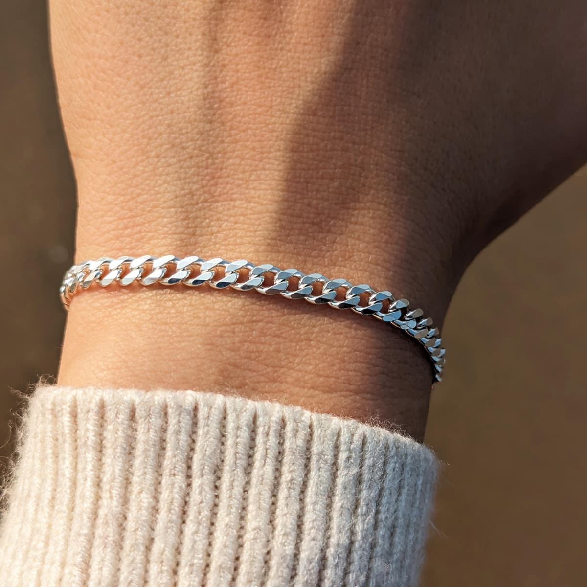 Secondary listing image for 4.4mm Curb Chain Bracelet | .925 Sterling Silver (6.5", 6.75", 7", 7.75", + 8.25" lengths)