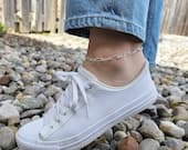 Product image thumbnail 8 for Patterned Paperclip Chain Anklet | .925 Sterling Silver  (10.5" length)