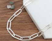 Product image thumbnail 3 for Patterned Paperclip Chain Anklet | .925 Sterling Silver  (10.5" length)