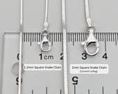 Product image thumbnail 7 for 2mm Square Snake Chain Necklace | .925 Sterling Silver (18", 20" lengths)