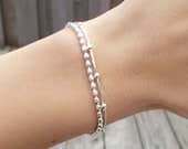 Product image thumbnail 4 for Sterling Silver Snake Chain Bracelet: Diamond Cut Ball Bracelet