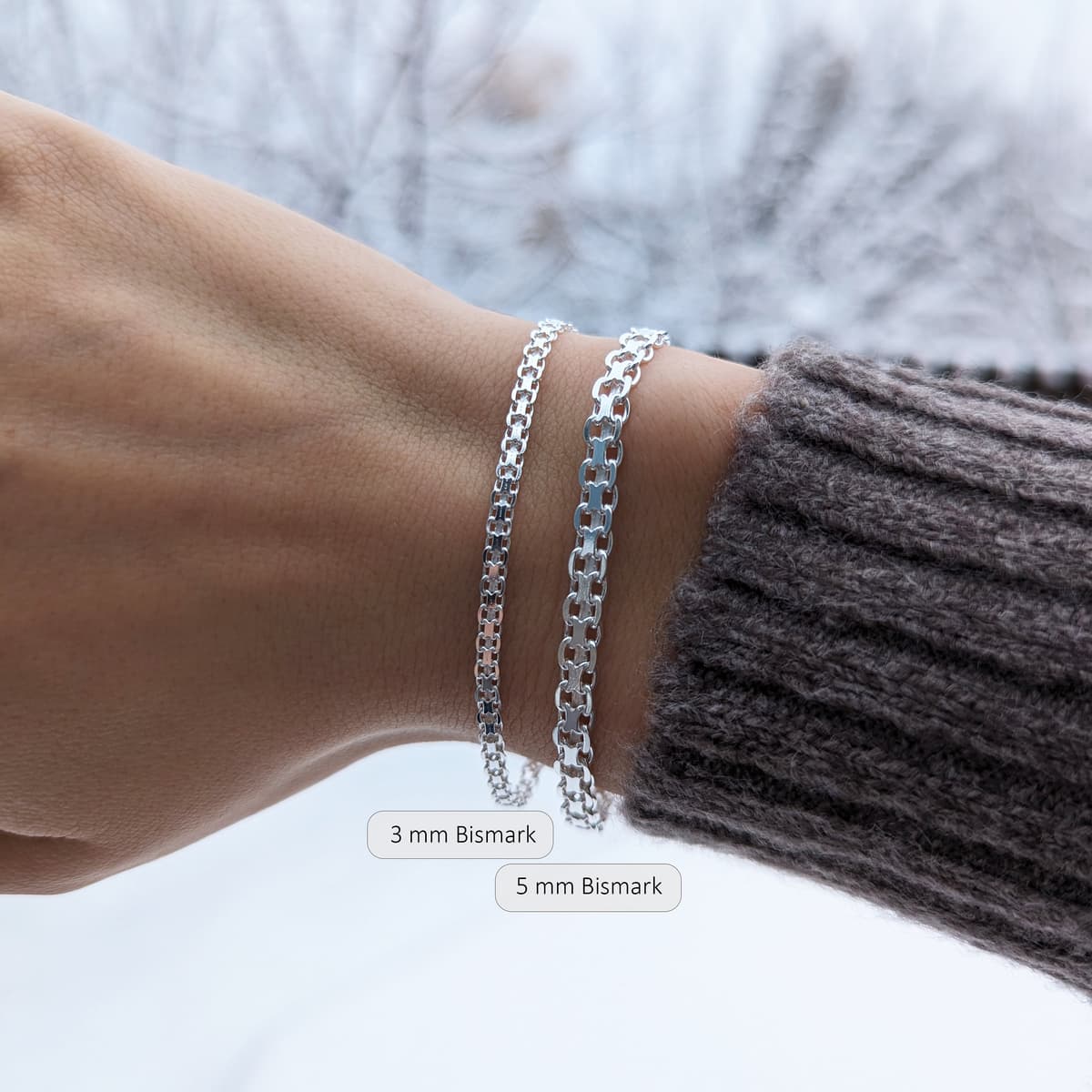 Secondary listing image for 3mm Bismark Chain Bracelet | .925 Sterling Silver (6.5", 7", 7.5" +  8" lengths)