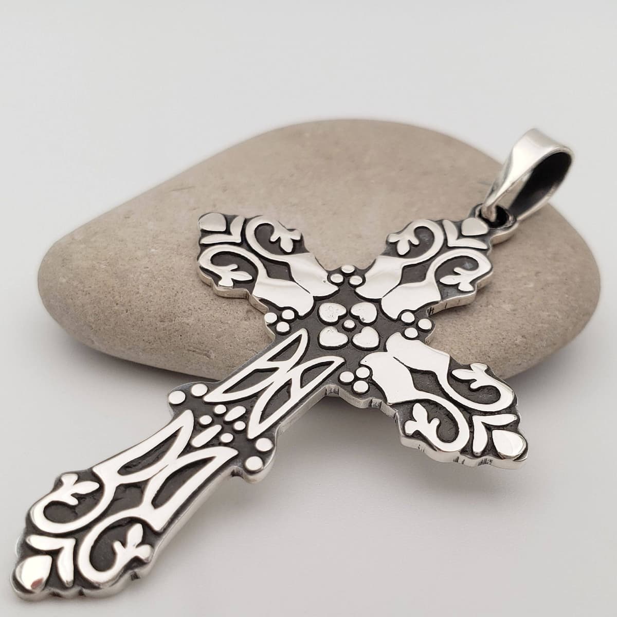 Main listing image for Cross Pendant | Oxidised and Polished .950 Sterling Silver (Pendant Only - No Chain Included)