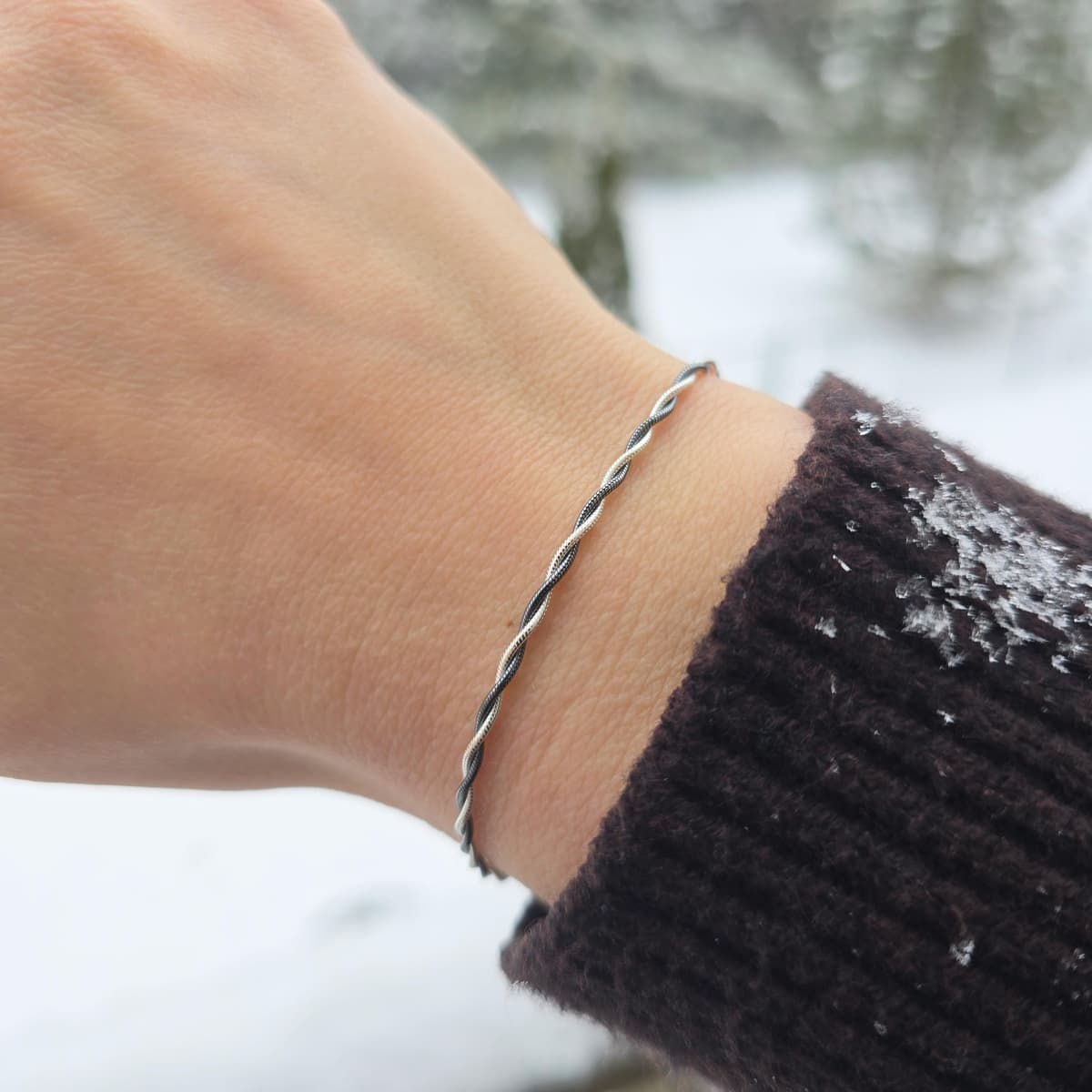 Secondary listing image for Twisted Oxidized Snake Bracelet | .925 Sterling Silver (6.5", 7", + 7.5" lengths)