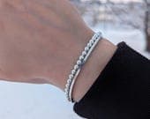 Product image thumbnail 8 for Beaded 4mm Diamond Cut Ball Bracelet | .925 Sterling Silver (7", 7.5" + 8" lengths)